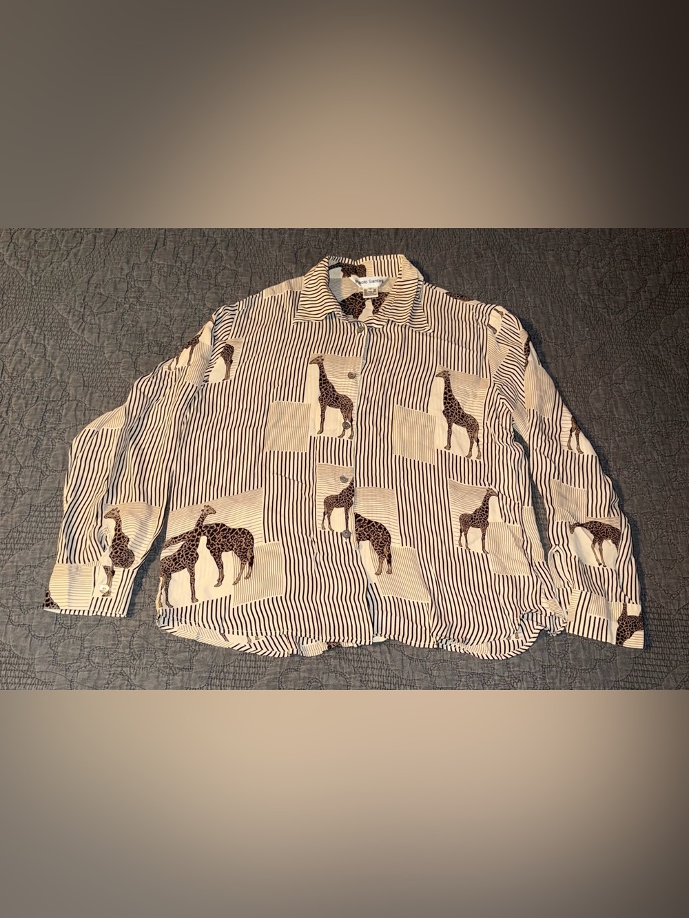 Vintage Paolo Santini 100% Pure Silk Blouse W/ Giraffes, Women's Size-16